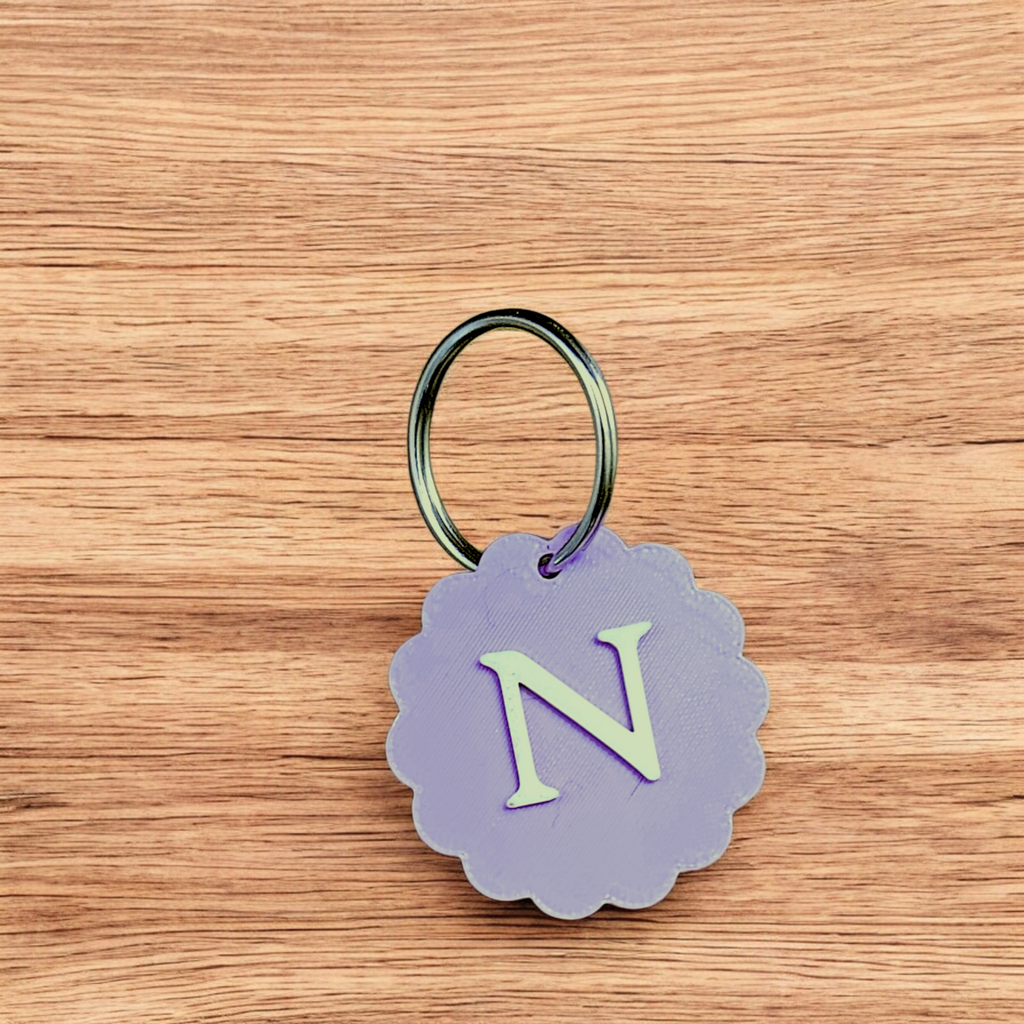 Custom Scalloped Initial Keychains