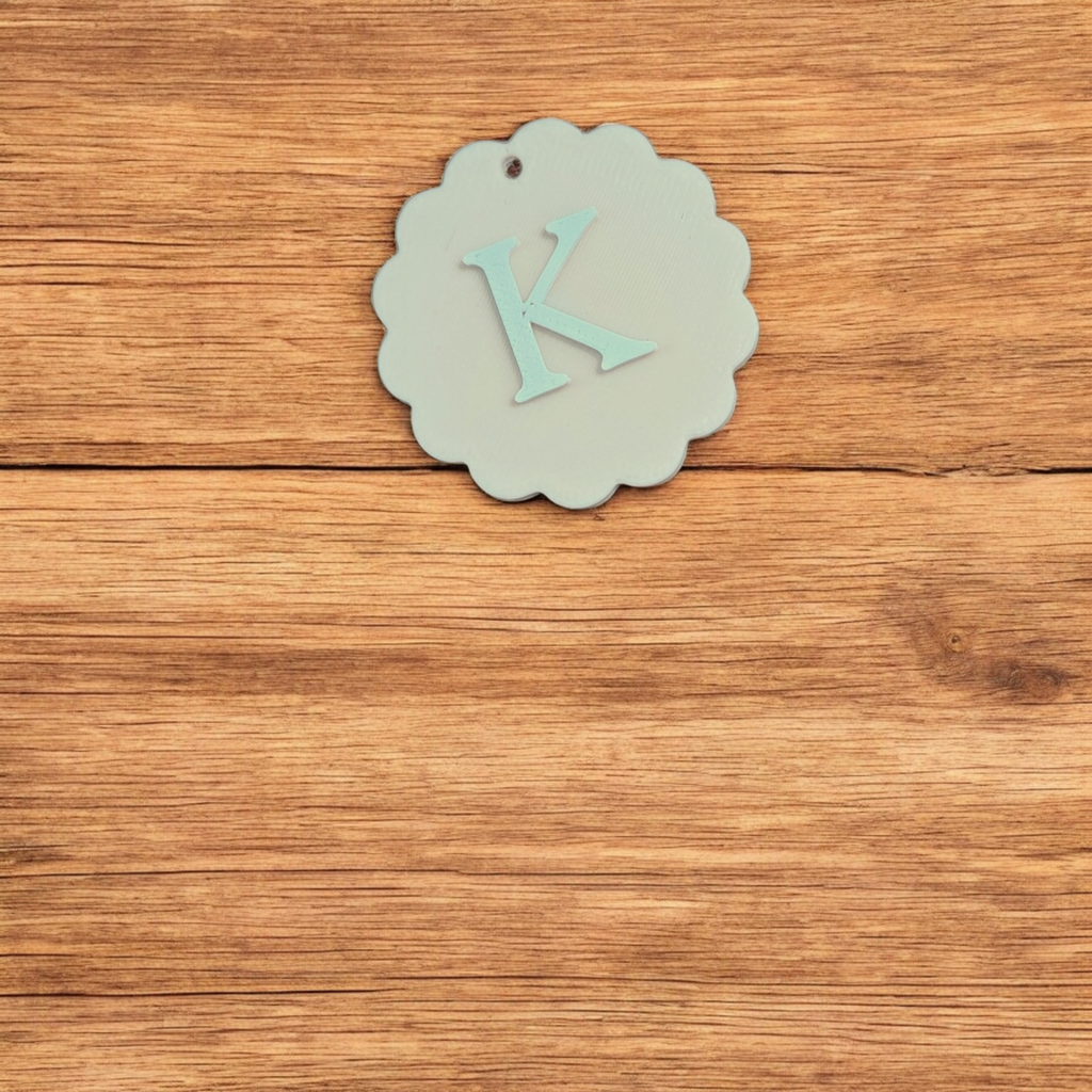 Custom Scalloped Initial Keychains